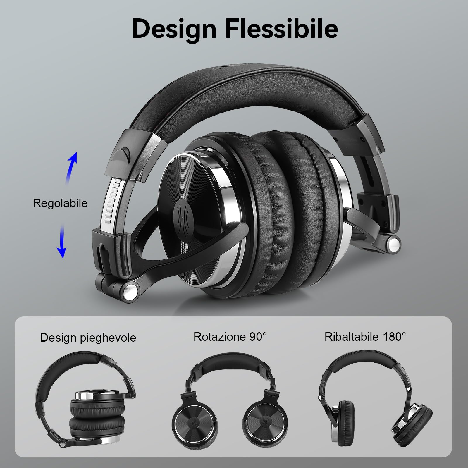 OneOdio Pro 10 Cuffie Over Ear Cablate con Microfono Shareporte Jack 3,5 mm 6,35 mm per Registrazione Mixaggio DJ