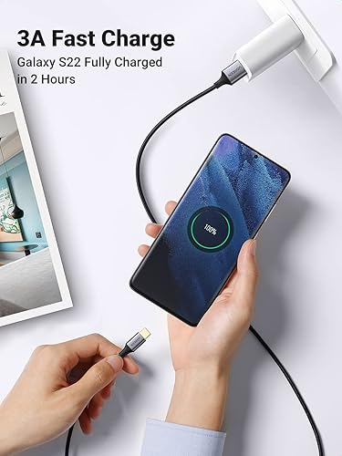Miniatura 3 de UGREEN Cable USB C 3.0 de carga rápida, transferencia de datos rápida de 5 Gbps, cable USB A a USB C, cargador trenzado de nailon tipo C compatible