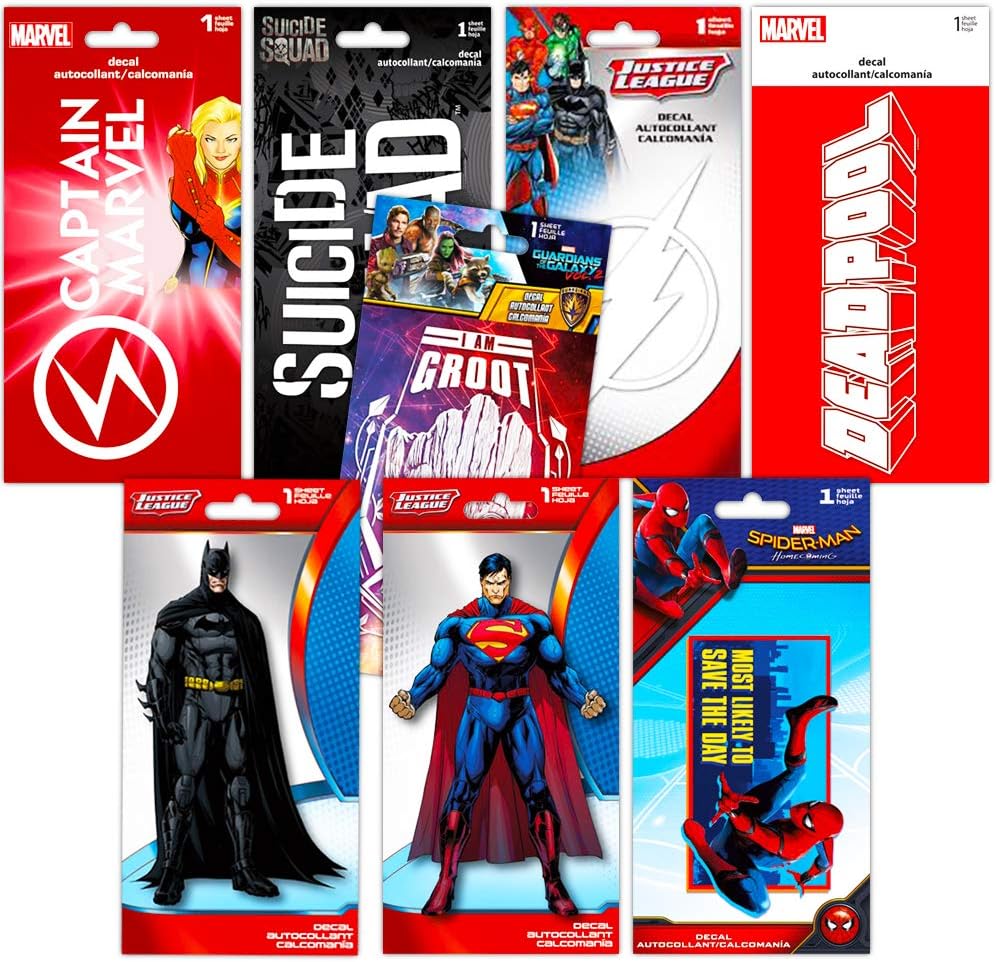 Superhero Decals Ultimate Set -- 8 Premium Decal Stickers for Laptop, Car, Macbook (Guardians of the Galaxy, Spiderman, Superman, Batman, and More)