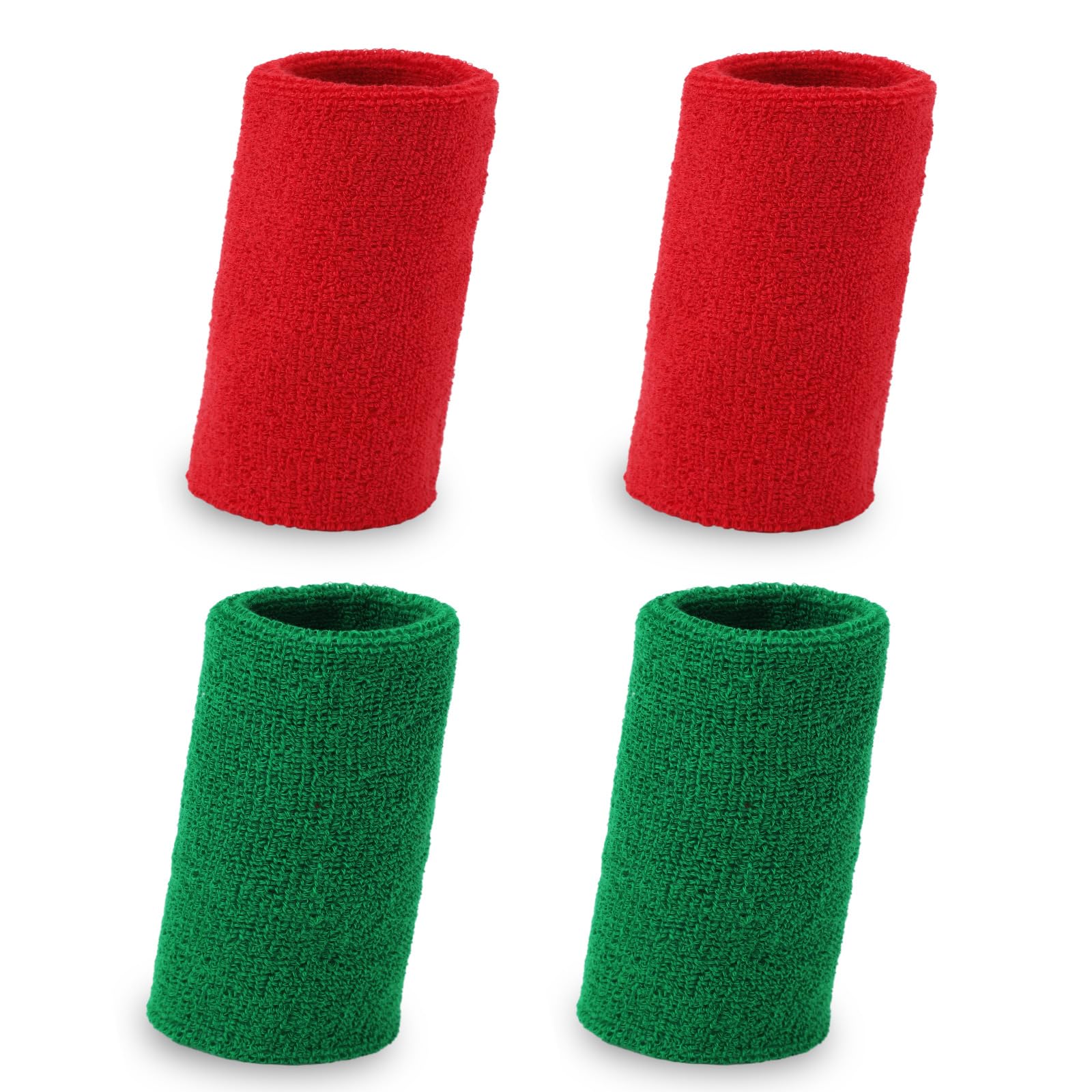 XIHIRCD 2 Pairs Red Green Wrestling Arm Bands, Wristbands Sports Cotton Wrist Sweatbands Soft Referee Wristband Wrist Sweat Bands for Men & Women Wrestling Tournament Dual Meet Events Football
