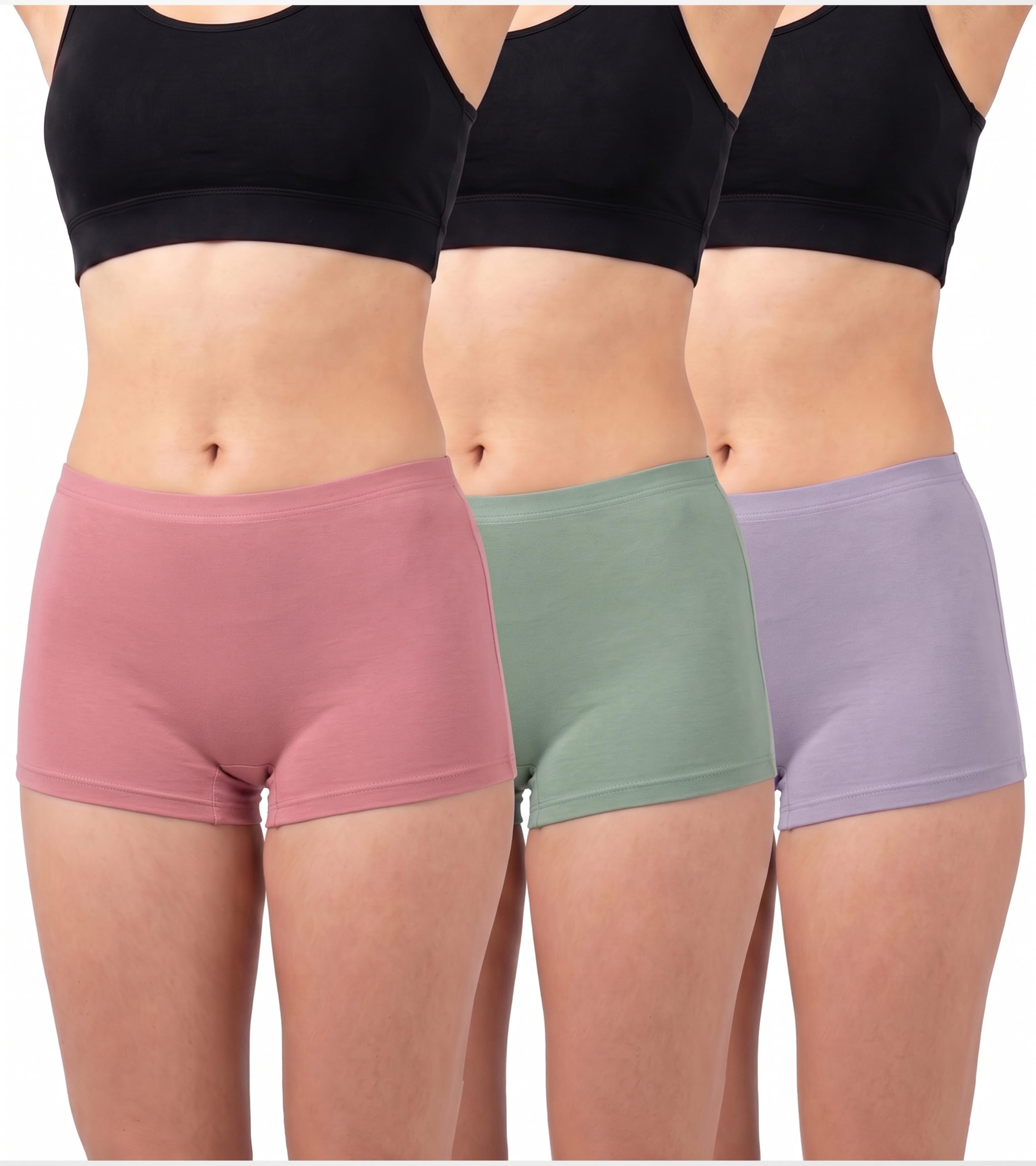 Women's Premium Soft Cotton Boyshort Panties Pack of 3 | Full Coverage Stretchable Underwear | Breathable, Moisture-Wicking, Anti-Odor Innerwear-image-20