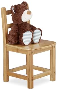 Relaxdays – Silla para niños Rustico de bambú, para niños y niñas, Asiento para el Dormitorio de los niños, 50 x 28.5 x 28 cm, Color Natural