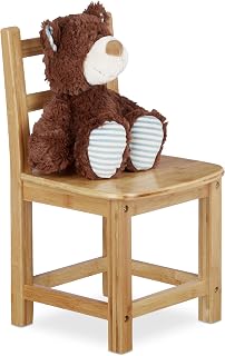Relaxdays – Silla para niños Rustico de bambú, para niños y niñas, Asiento para el Dormitorio de los niños, 50 x 28.5 x 28 cm, Color Natural
