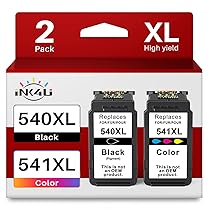 INK4U 540XL 541XL Cartucce Multipack Compatibili per Canon PG-540 XL CL-541 XL Cartuccia Compatibili per Canon MG3650s TS5150 MG3600 MX395 MX475 MG3650 TS5151 MG2250 MX455 MX535 (1 x Nero, 1 x Colori)
