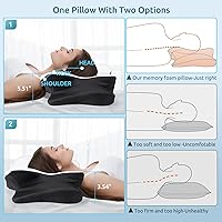 Vista 4 de DONAMA - Almohada cervical ortopédica para alivio de dolor del cuello, espuma viscoelástica contorneada, soporte ergonómico para dormir de lado