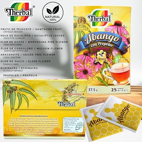 Miniatura 3 de Therbal Té de hierbas Abango con propóleo y equinácea – 25 bolsas de té – Infusión natural sin cafeína – Mezcla de hierbas de invierno