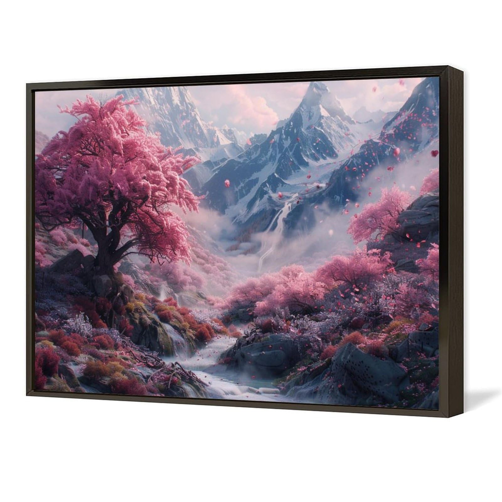 Amazon.co.jp: 絵画 山の森に桜が咲くインテリア 絵画 美しい自然の