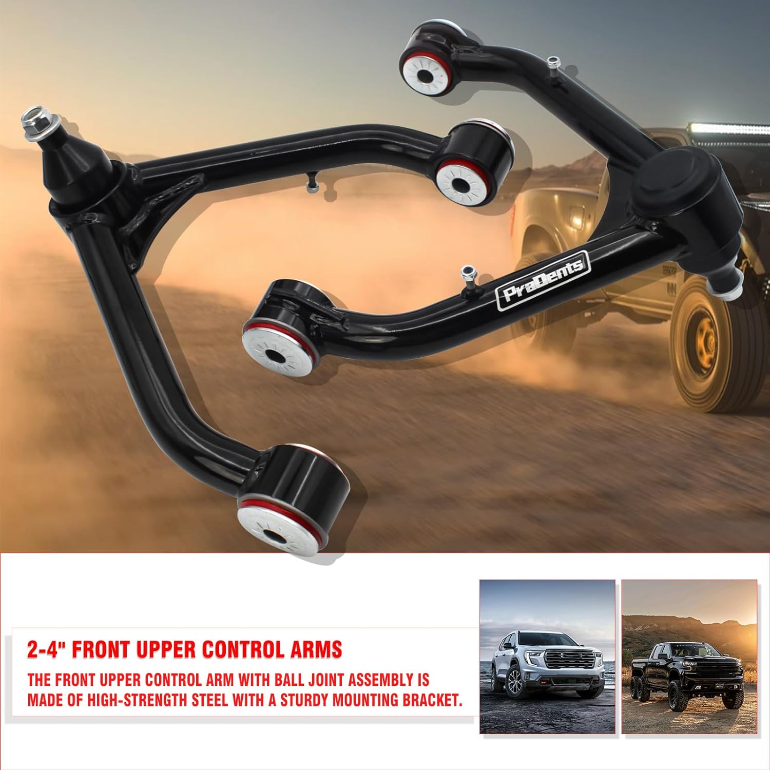 2-4" Lift Front Upper Control Arms for 1999-2006 Chevy Silverado 1500 GMC Sierra 1500, 2000-2006 Suburban 1500 Tahoe Yukon/Yukon XL 1500, PU Bushings UCA Greasable