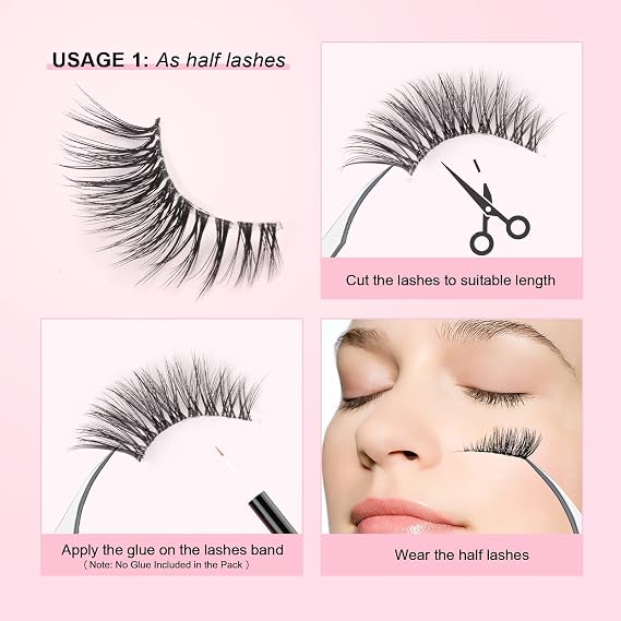 Glowing Win False Eyelashes 10 Pairs Half Lashes Cat Eye Natural Strip