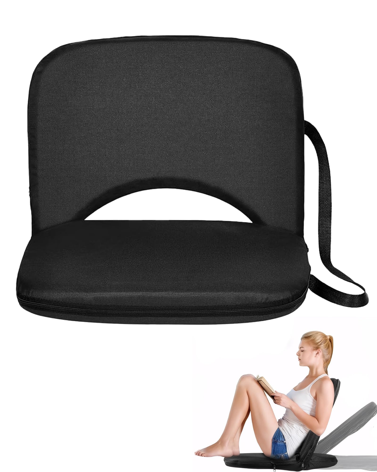 AEMIKR Stadium Seat with Back Support - Stable Bleacher Chairs with Back and Cushion Waterproof Portable Widen Thick 6-Position Reclining Stadium Bleacher for Sport Events