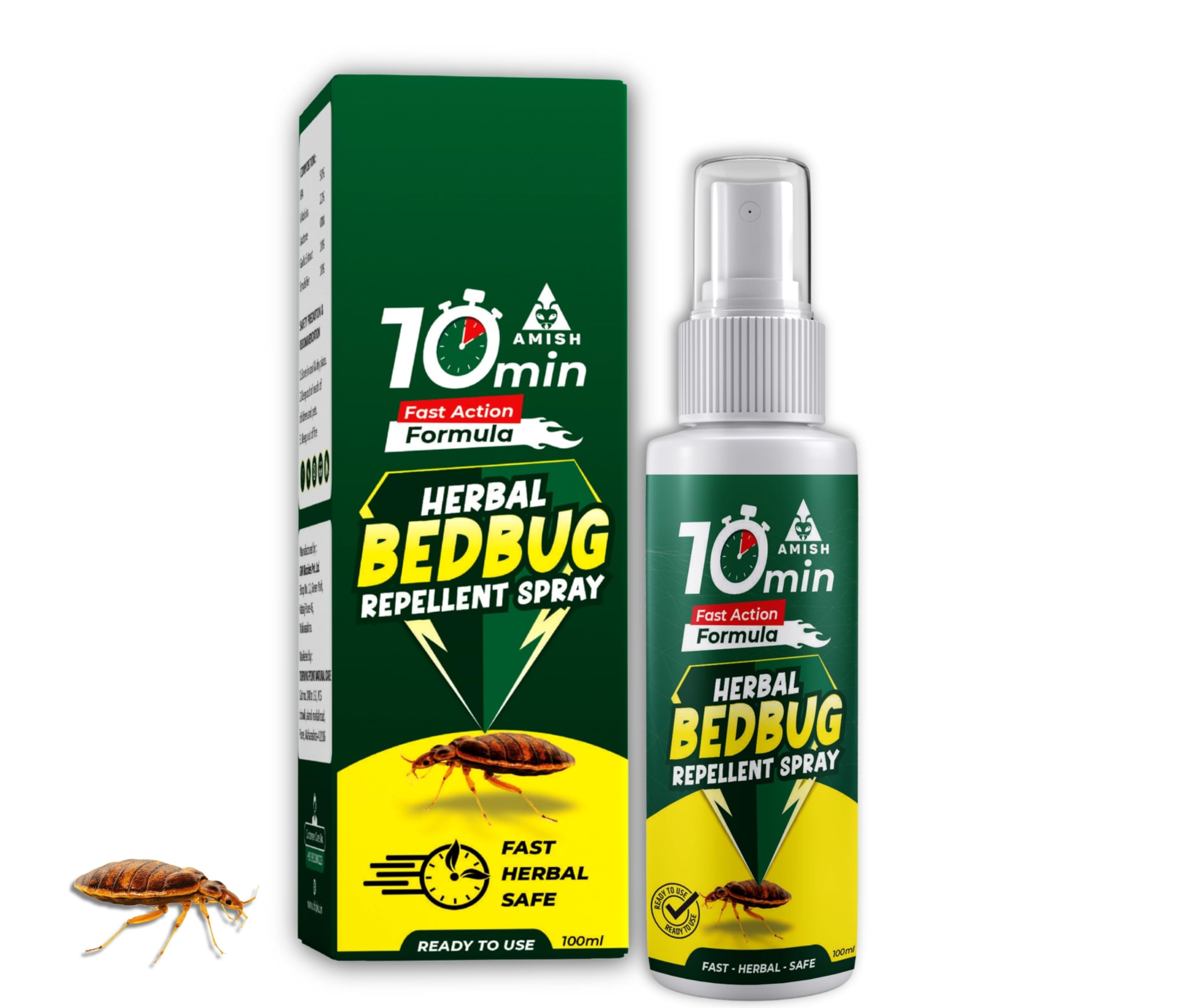 Herbal Bedbug Spray 100ml | Powerful Bed Bugs Repel Spray for Bed, Mattress & Furniture | Organic Khatmal Repellent for Home | Odorless Herbal Pest Control