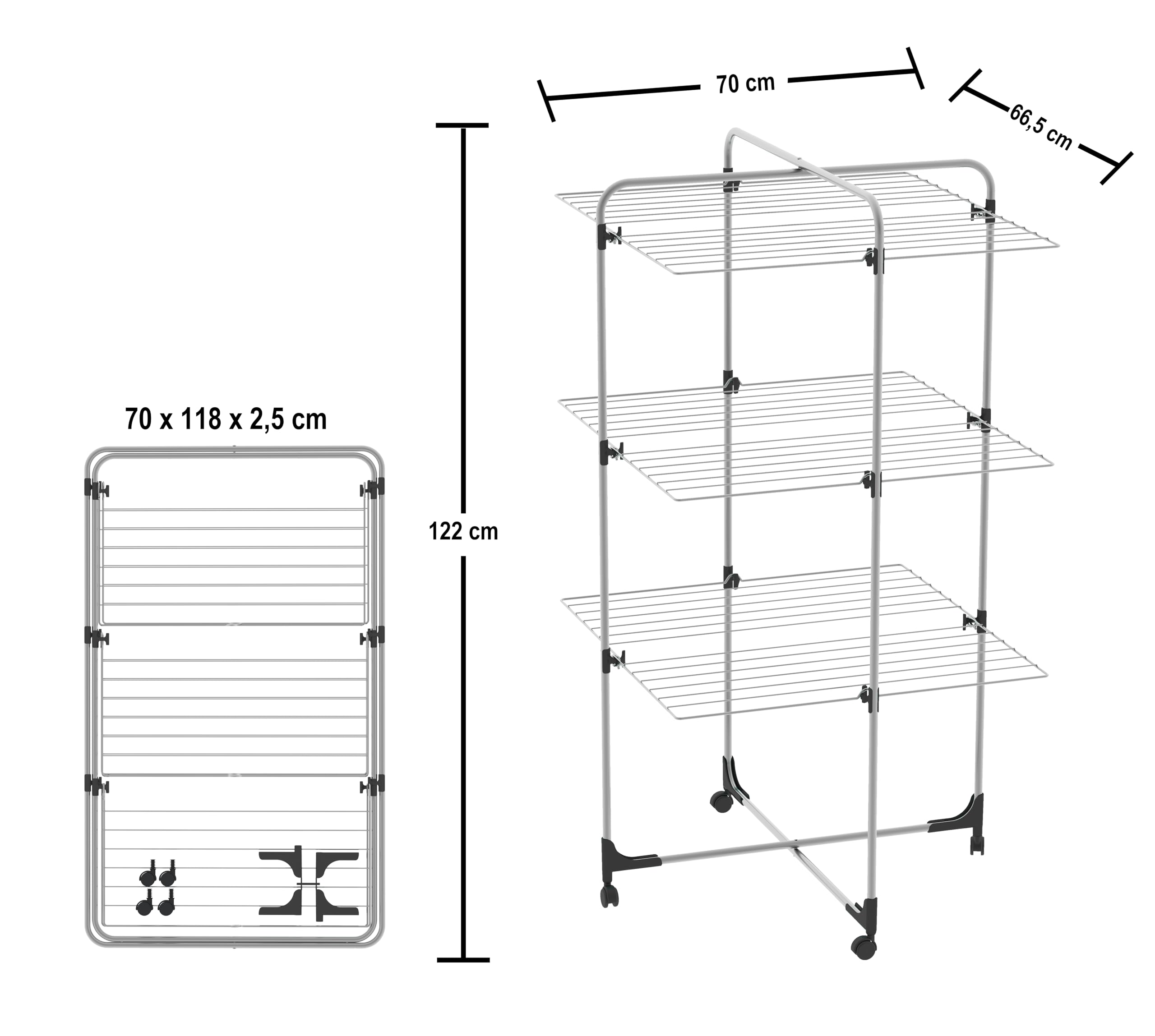 Colombo Stendibiancheria Verticale Icaro 30 | Stendino Verticale Pieghevole Salvaspazio in Acciaio Antiruggine con Ruote, Griglie Resistenti, Ideale per Uso in Doccia | Stenditura 30m | Made in Italy