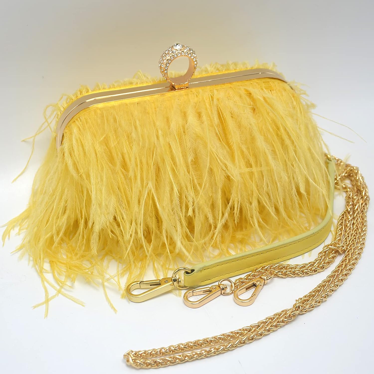 Miuco Women Feather Clutch Purse Shoulder Crossbody Bag Evening Handbags - Image 3