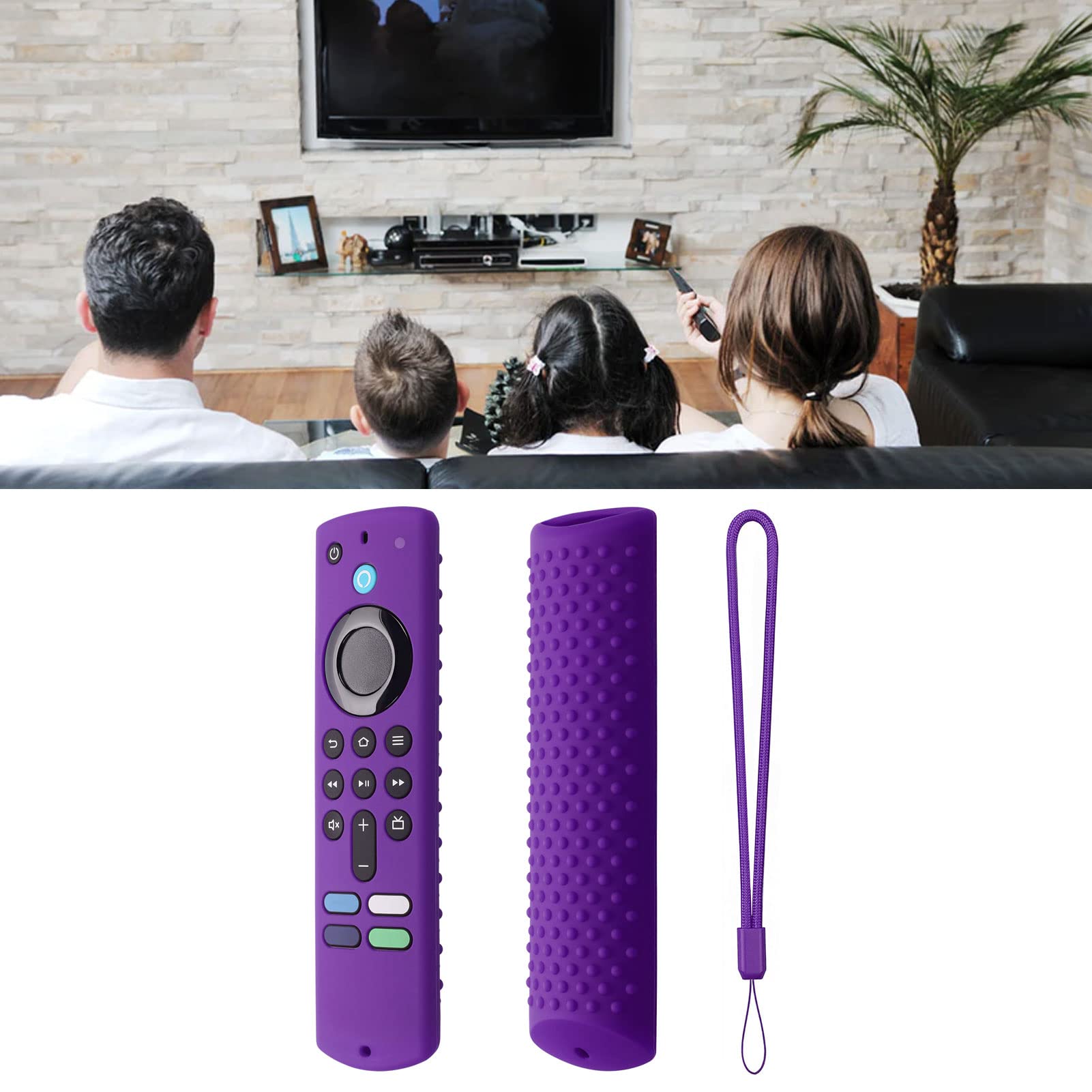 DAN&DRE Funda Protectora para Fire TV Stick, Funda de Silicona Antideslizante para Mando a Distancia con Práctico Cordón, 3.ª Generación (Conjunto Morado)