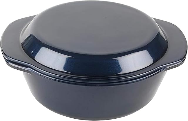 Russell Hobbs RH01148EU Thermo Glass Casserole Dish with Lid, Round Oven Cooking Pot, Microwave/Dishwasher/Freezer Safe, Covered Stew Pan With Handles, Thermal Shock Glass, Triple Layer, 1.5 L, Blue