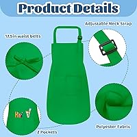 Vista 3 de 30 delantales para niños, delantales ajustables a granel, con bolsillos, para cocinar, pintar, hornear (10 colores, L)