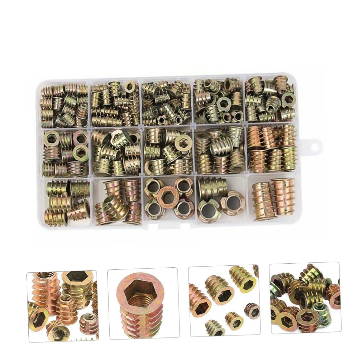 460pcs Drive Furniture Nut Threaded Inserts for Wood Screws Nuts for Home Use Easy Installation with Key Included