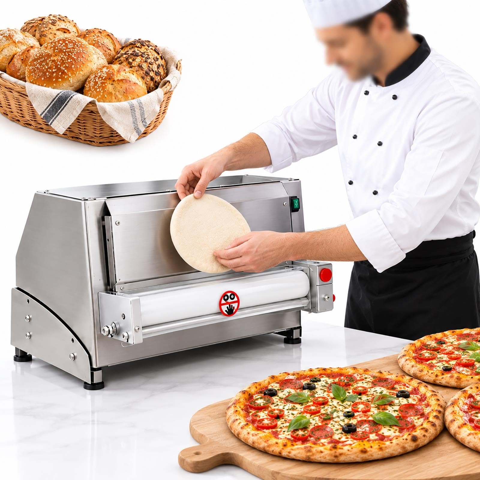 Laminadora de rodillo de masa comercial de 450 W