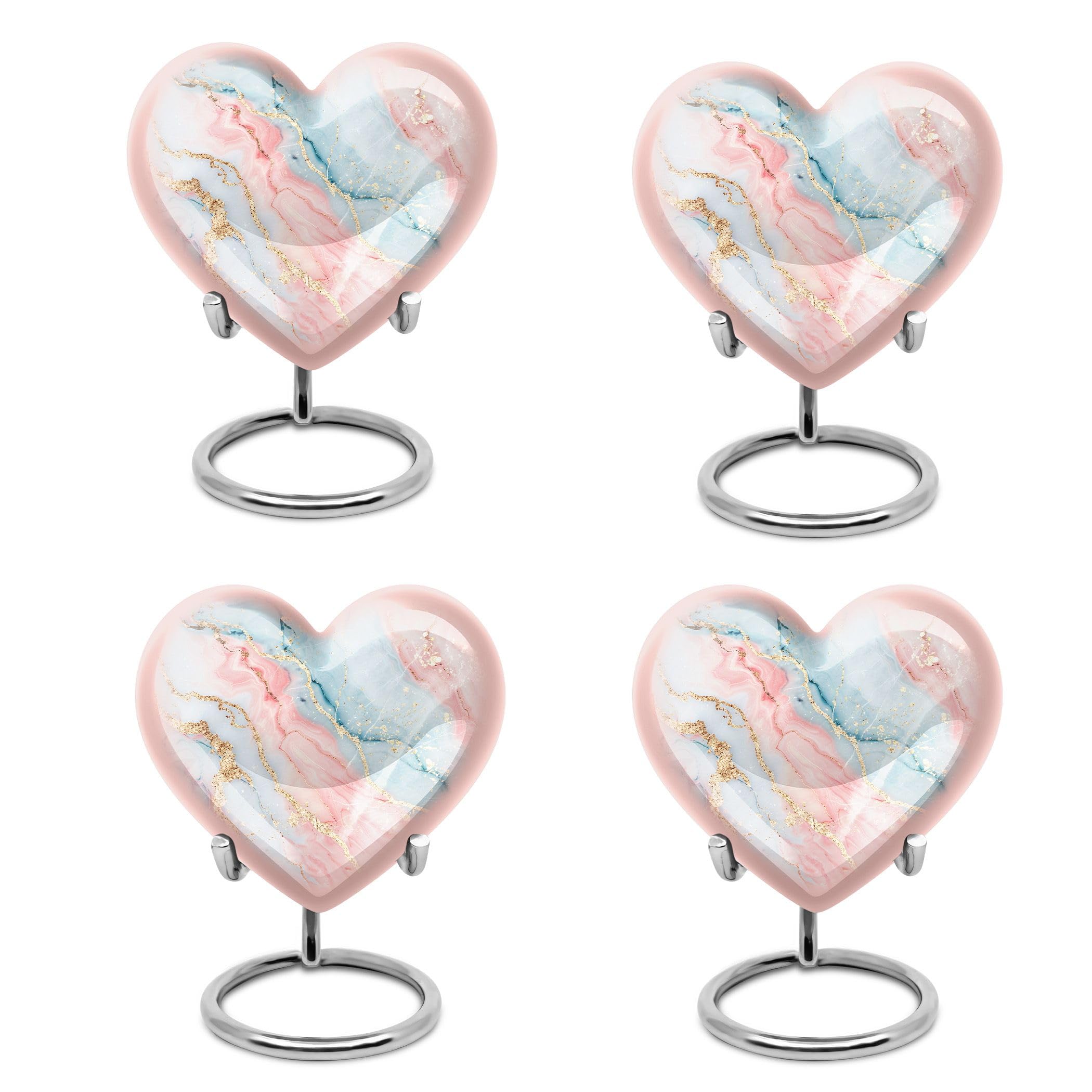 YATHABHISA Blush And Sky Marble Small Urn, heart Urn, Cremation Urns For Human Ashes, Decorative Urn For Ashes Adult Male, Urn For Ashes For Women, Keepsake Urns For Human Ashes (Size - 3 Inch, 4 Pcs)