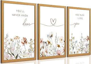 Wildflower Nursery Wall Art Set of 3 Boho Floral Botanical Posters with ...