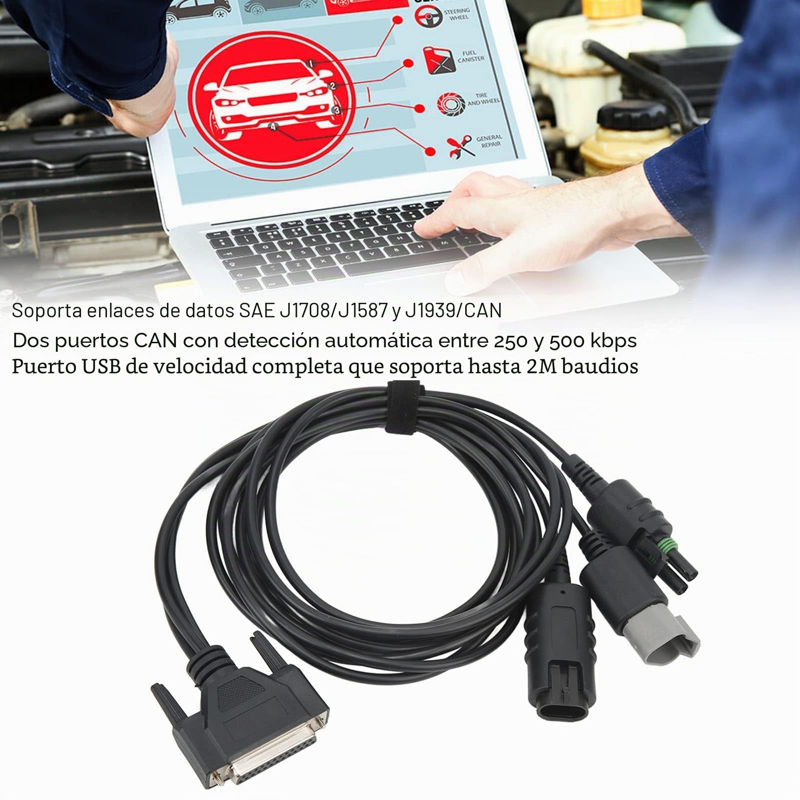 Herramienta de Diagnóstico de Escáner de Camiones de Servicio Pesado Reemplazo de Herramienta de Diagnóstico para Motor (con caja de almacenamiento)