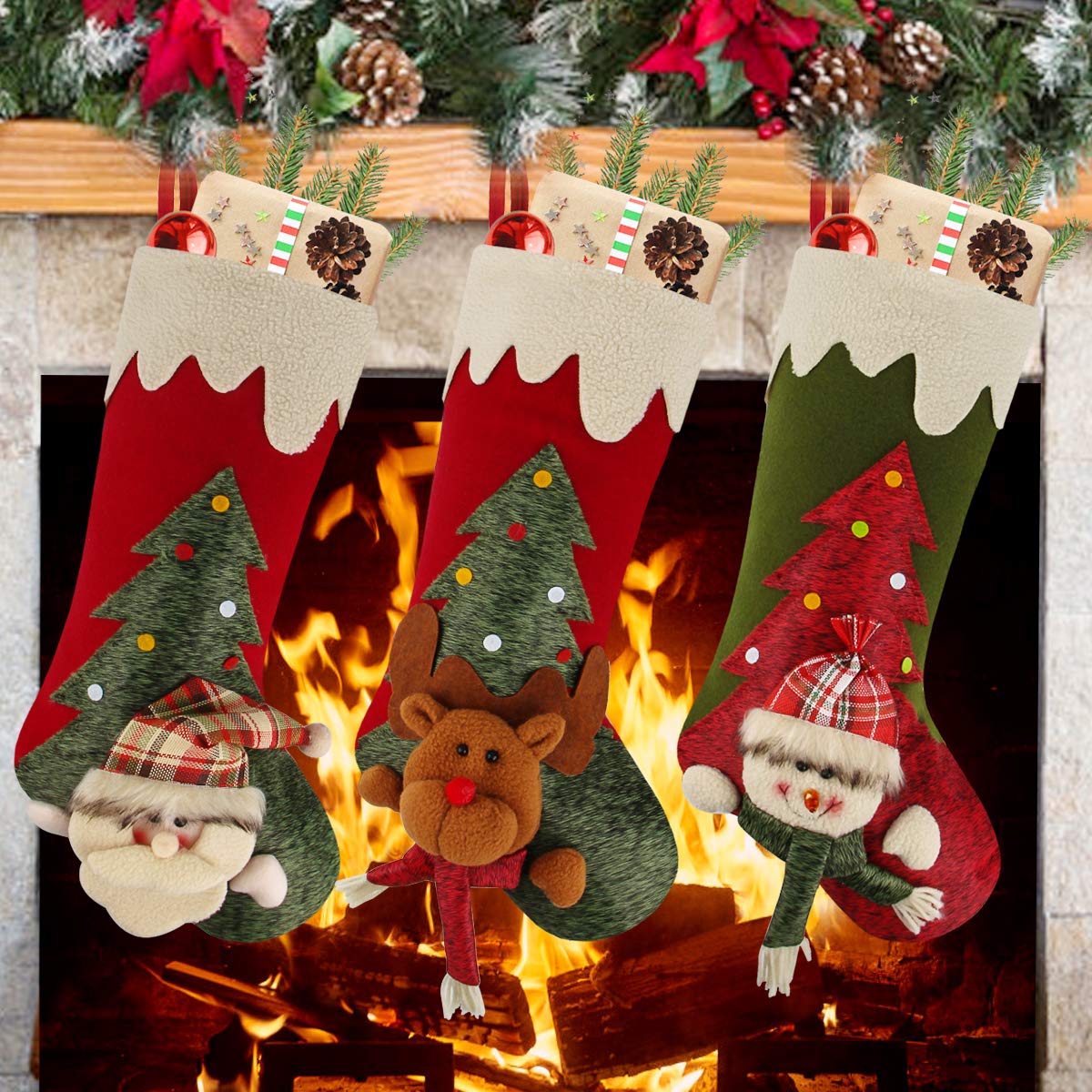 Aitey Christmas Stockings, 18 inches Large Family Christmas