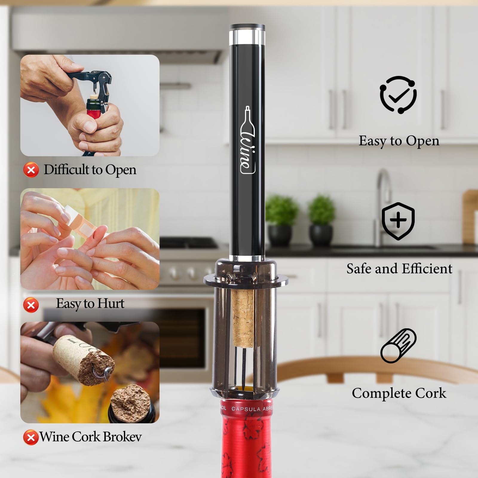 Elegear Air Pressure Pump Wine Opener for Removing Cork Professional Handheld Portable Corkscrew - Image 3