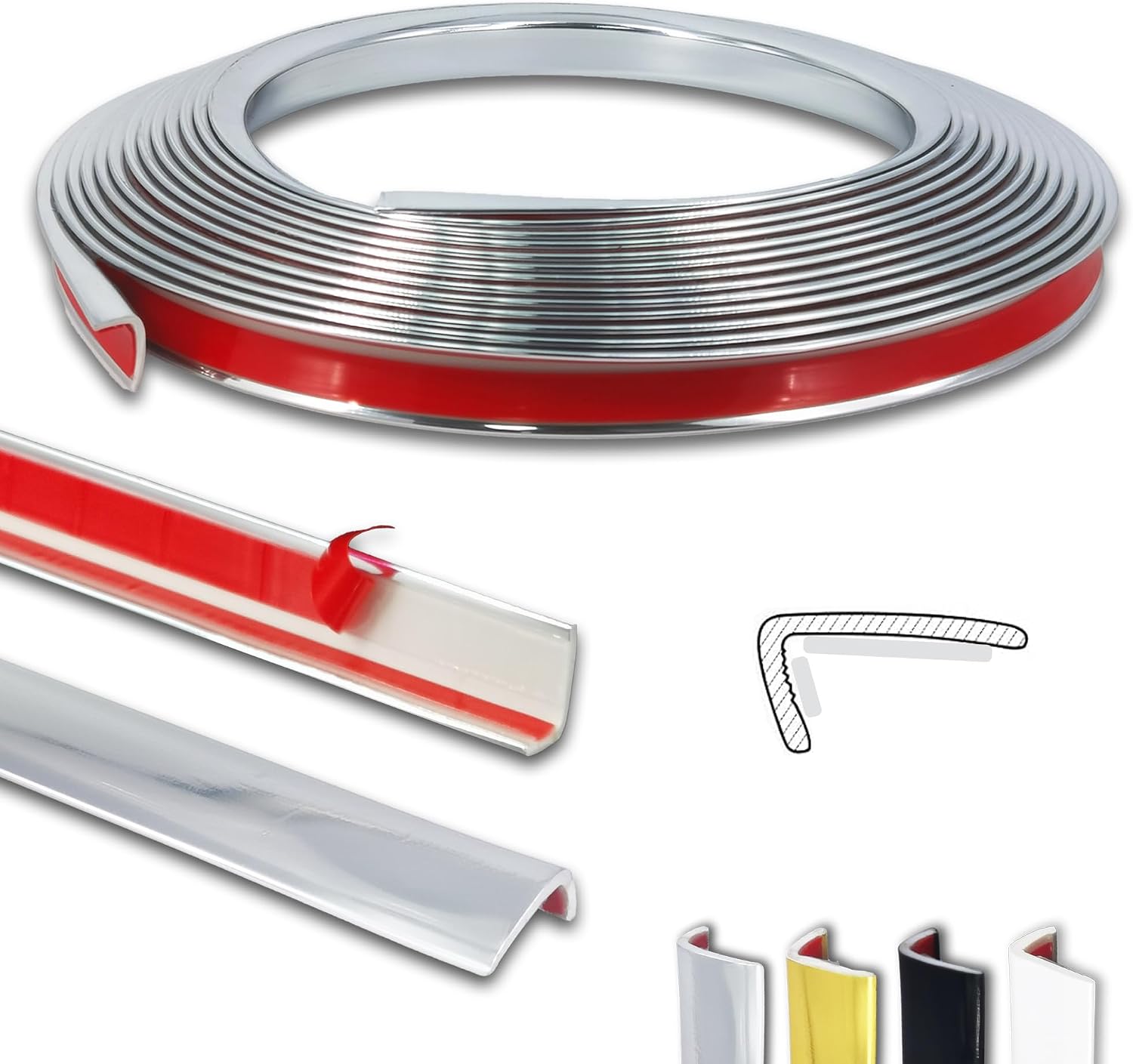 20ft Outside Vinyl Corner Trim Peel and Stick for Tile and Wall Edges, Decorative Kitchen Backsplash Trim Edge, Tile Edge trim, corner trim (Silver), HBT-PR01