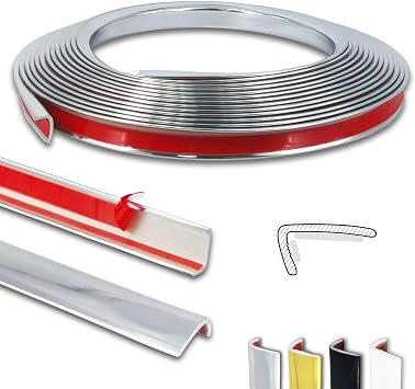 20ft Outside Vinyl Corner Trim Peel and Stick for Tile and Wall Edges, Decorative Kitchen Backsplash Trim Edge, Tile Edge trim, corner trim Silver, HBT-PR01