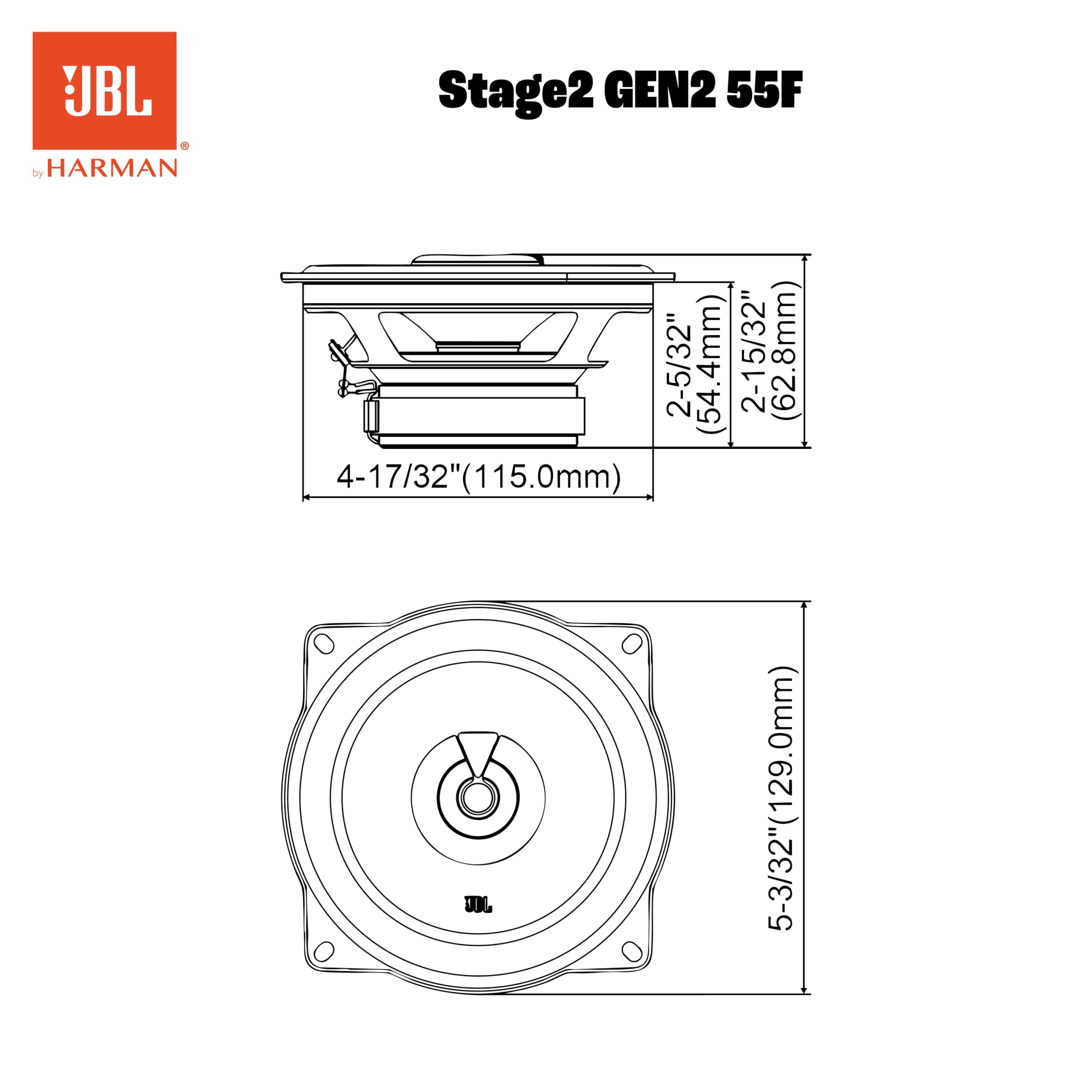 JBL Stage2 Haut Parleur Voiture Coaxiaux 130mm 50W RMS 400W Max Paire