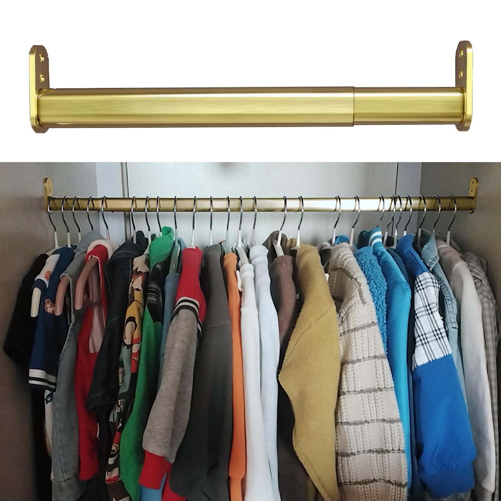 Tringle de placard réglable en argent | Barre de penderie extensible
