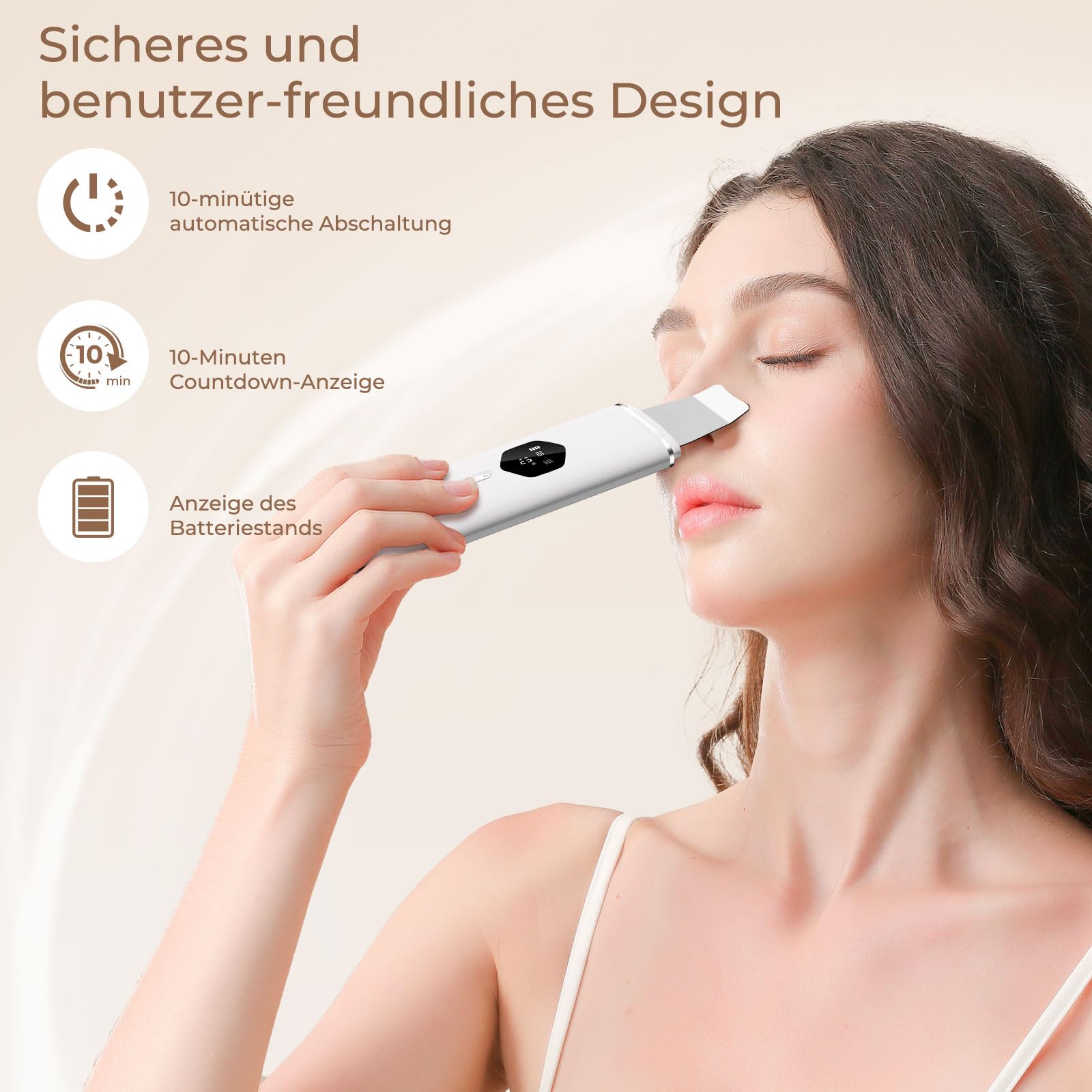 CARER SPARK Skin Scrubber Ultraschall,Ultraschallpeelinggerät für das Gesicht-Mitesser-Entferner mit 4 Modi LED-Anzeige,10-Min-Autoabschaltung für Tiefenreinigung Mitesserentfernung USB-Aufladung