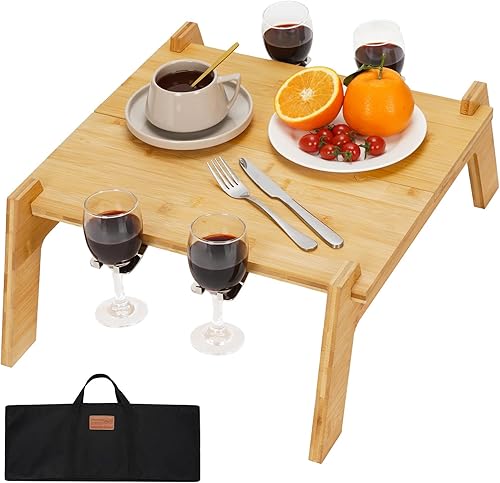 STBoo Mesa de picnic al aire libre  Mesa de centro de piso de baja altura de 7 pulgadas  Mesa de comedor de patio pequeña con abrebotellas, mesa