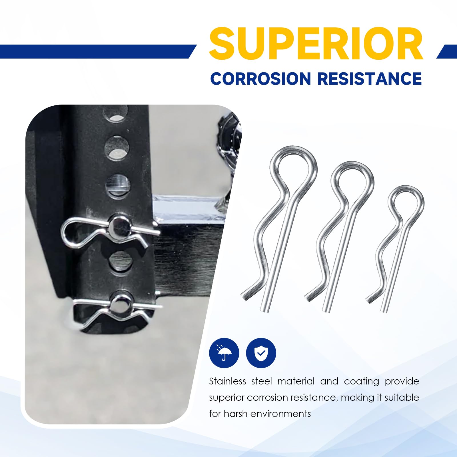 100 Pcs Cotter Pins Assortment Kit, Stainless Steel R Clips Split Pins Retaining Spring Hitch - Image 4