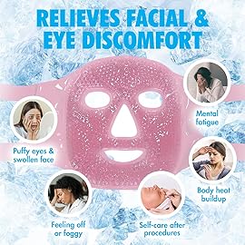 Perfect Remedy Face Ice Pack, Reusable Hot & Cold Ice Face Mask, Gel Compress for Helping with Puffy Eyes and aiding in Conditions of Swelling, Facial Spa Cooling Mask for Women and Men (Pink)
