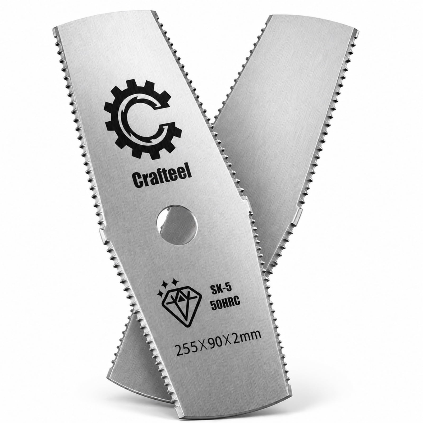 草刈り機 替え刃 シュレッダーブレード 255mm 2枚刃 SK5鋼 厚さ2mm…