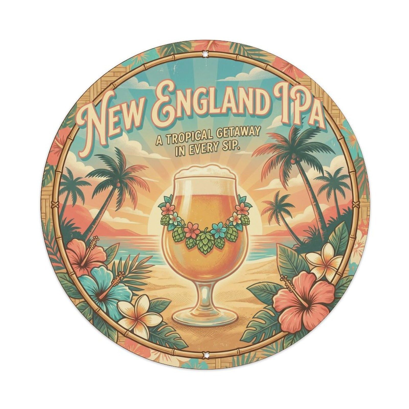 New England IPA Traditional Craft Beer Brew Foam Mug Metal Tin Sign