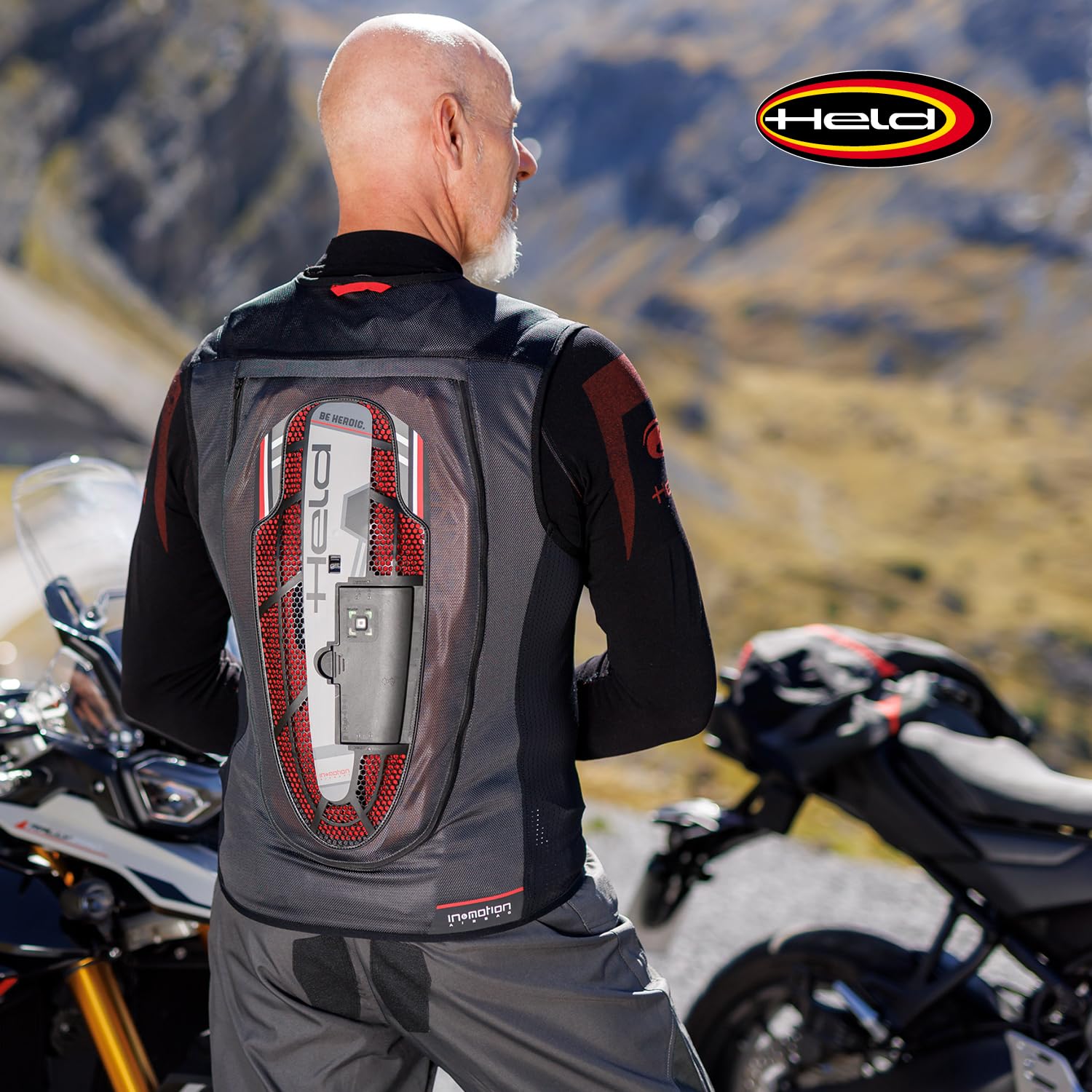 Held eVest 2 - Damen Airbag Weste Motorrad mit elektronischem Sturzerkennungssystem - Level 2 Rückenprotektor Motorrad von D3O - luftiges Mesh Gewebe - CE Zertifiziert EN 17092:2020
