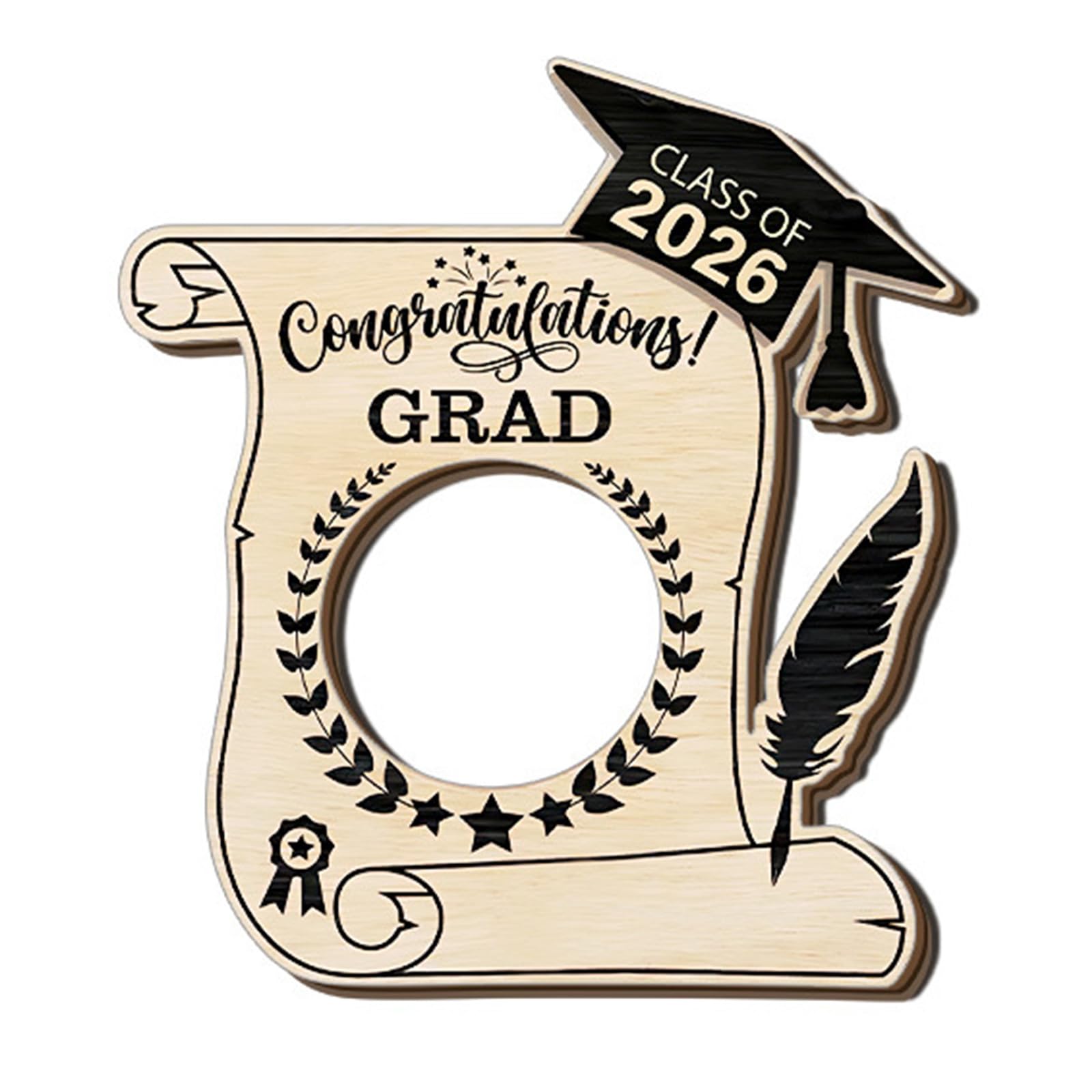 Wooden Display Frame with Multifunction Decors Styles Wall Mount Graduation Frame Easy to Use for 2026 Graduation Portrait Sustainable Wooden Photo