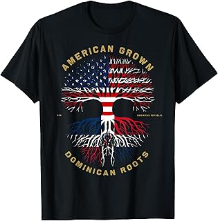 American Grown With Dominican Roots Tree USA Flag Gift T-Shirt for Women Girls Kids Men