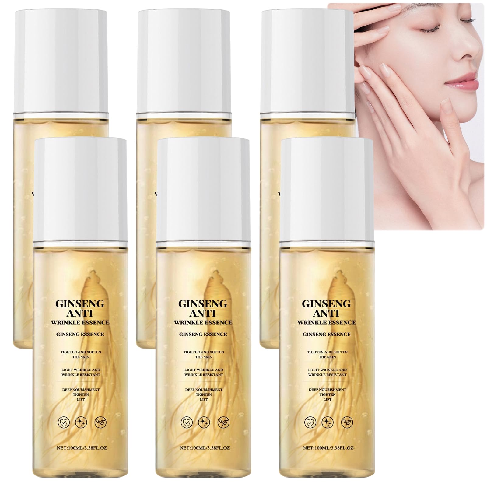 Esencja serum przeciw starzeniu się żeń-szenia, złoty peptyd żeń-szenia, ujędrniające serum do twarzy, redukuje zmarszczki i drobne linie, ujędrnia i podnosi dojrzałą skórę, nawilżająca woda spożywcza