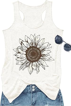 Boho Floral Racerback Tank Tops for Women American Flag Shirt Summer Sleeveless Graphic Tanks Vest Cute Mama Tank Cami