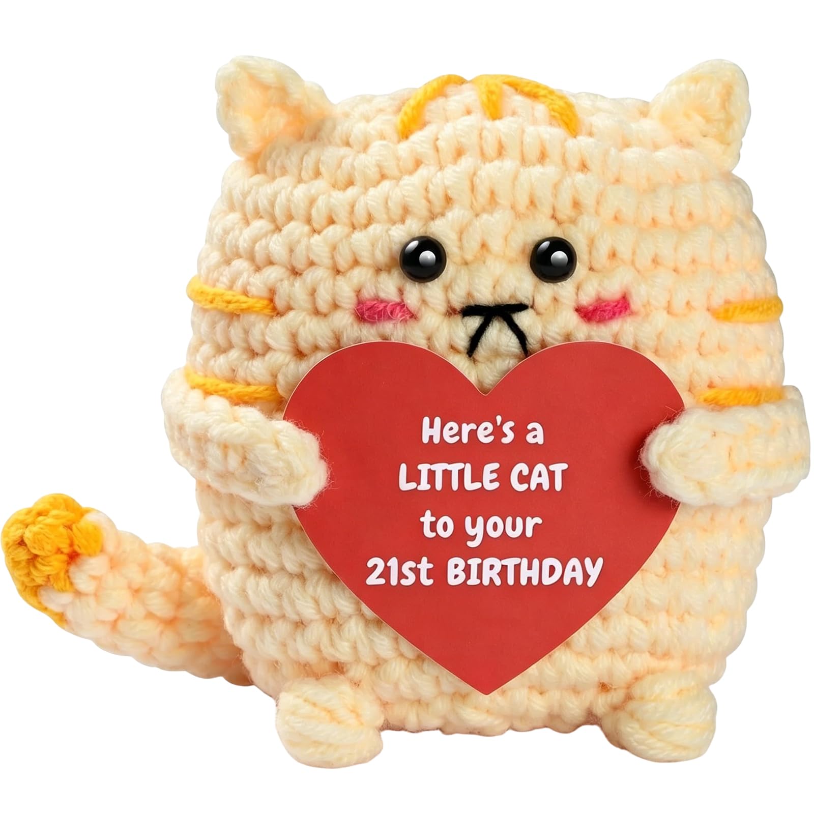 SOMUSICTY 21st Birthday Gifts for H er Him Women Men, Handmade Emotional Support Crochet with Heart Card, 21st Birthday Gifts for 21 Years Old Friend Sister Brother Daughter Son Nephew Niece Bestie
