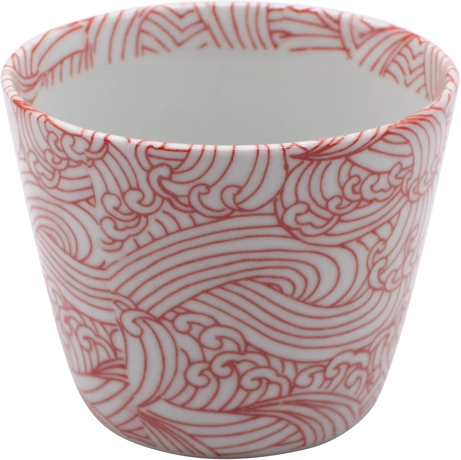Mino Ware 541-0111 Red Sea Wave Buckwheat Boar Mouth Soba Choko (Diameter x Height) Approx. 3.3 x 2.8 inches (8.5 x 7 cm), Red, Microwave, Dishwasher Safe, Made in Japan