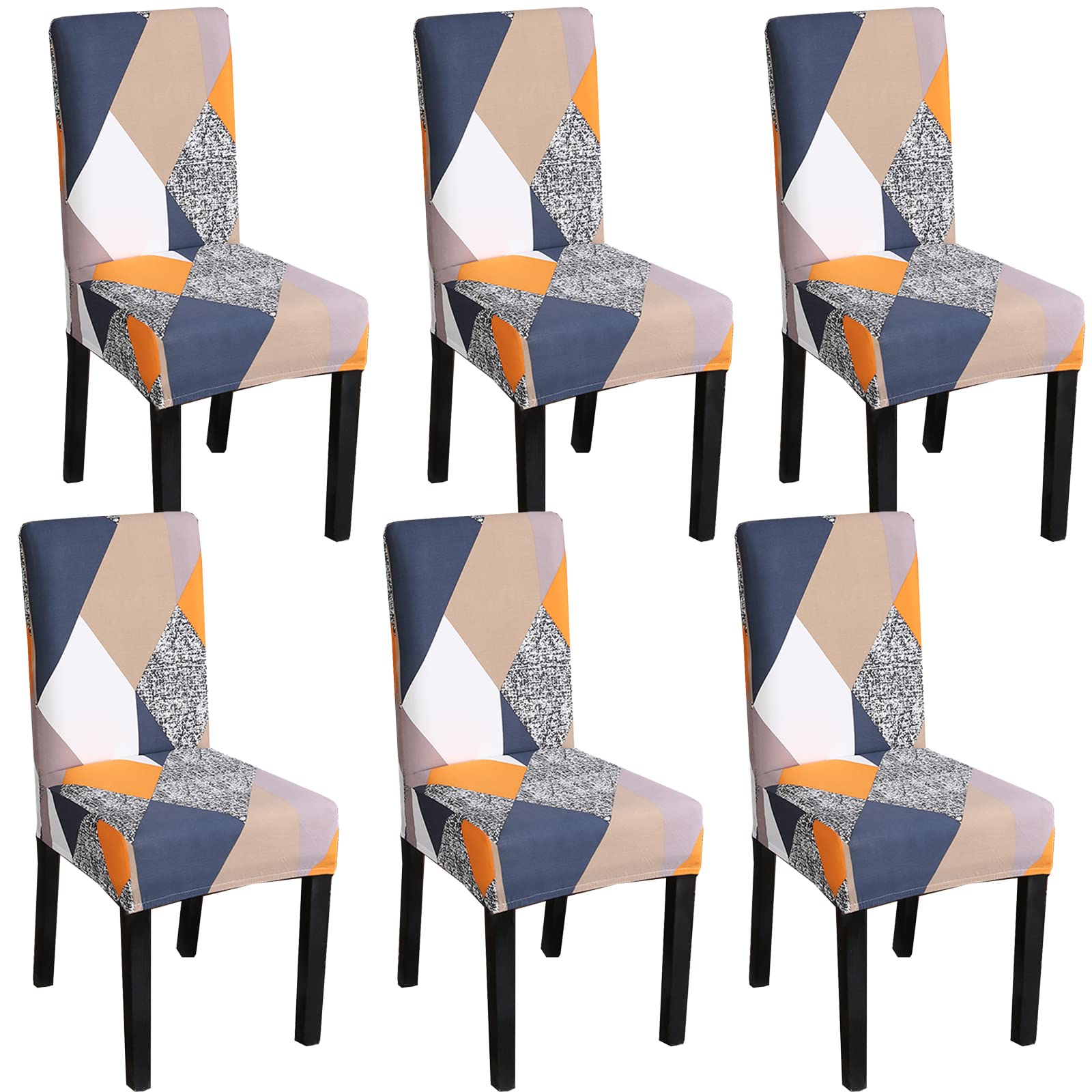 JMYDecor Coprisedie con Schienale, 6 Pezzi Coprisedia Elastico per Coprisedie Sala da Pranzo Rivestimento Sfoderabile, Fodere Sedie con Schienale Copertura Protettiva per sedie