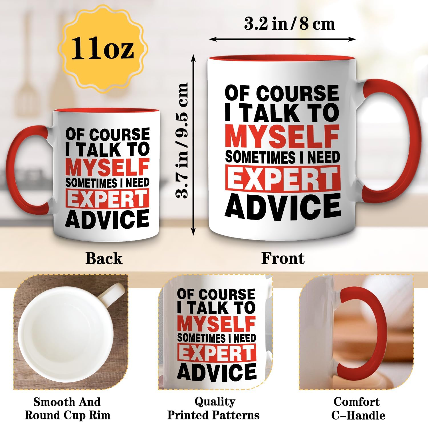 Funny Office Coffee Mug, Of Course I Talk to Myself Sometimes I Need Expert Advice, 11oz Ceramic Coffee Tea Cup, Sarcastic Office Gifts for Boss Coworker, Birthday Gifts for Women Men Friend - Image 2