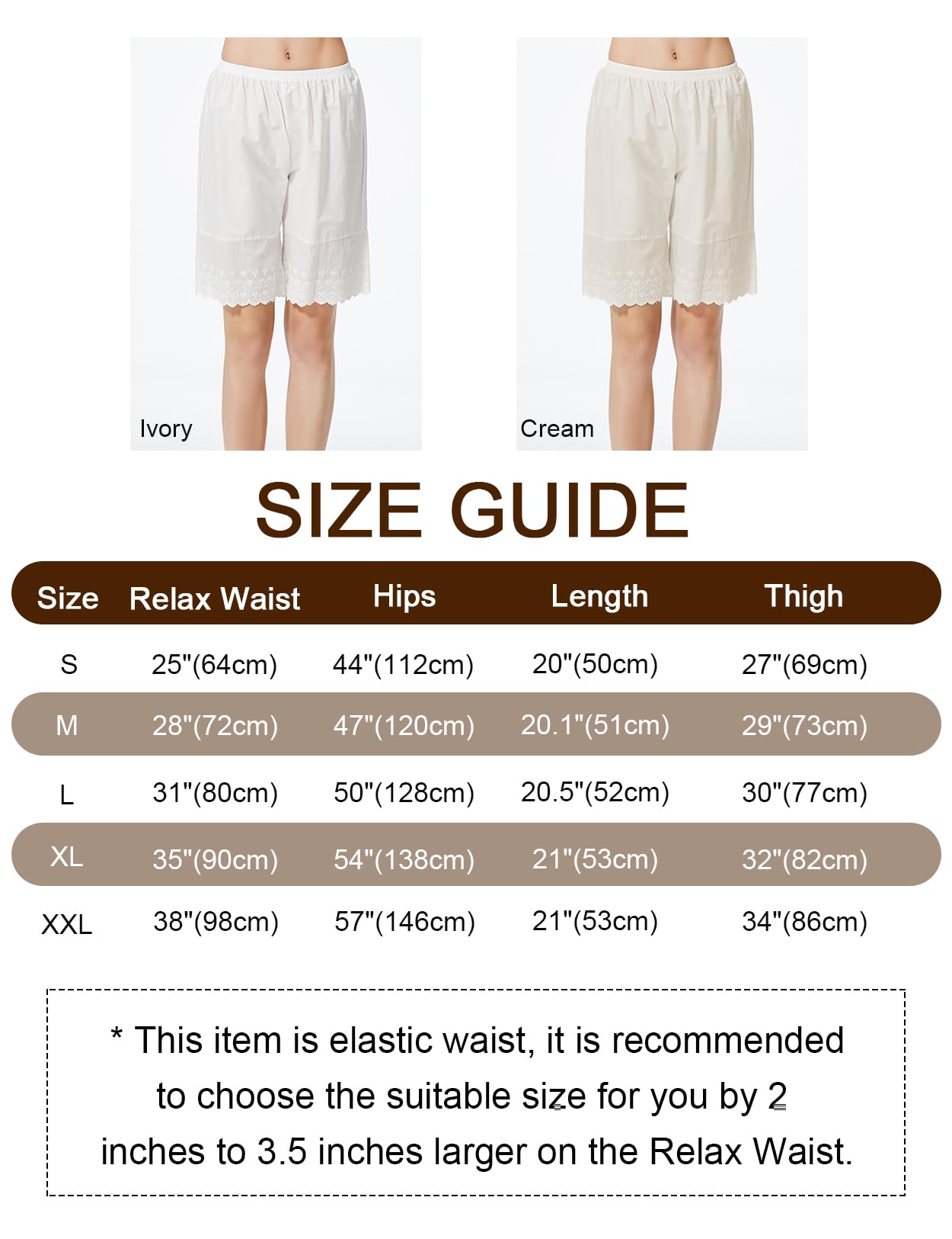 BEAUTELICATE Damen Bloomers Shorts Baumwolle Viktorianische Schlafanzughosen Pyjamahose Kurz Sommer Vintage Pumphose Rüschenhose Antistatisch Renaissance Medieval Kostüm Elfenbein Beige