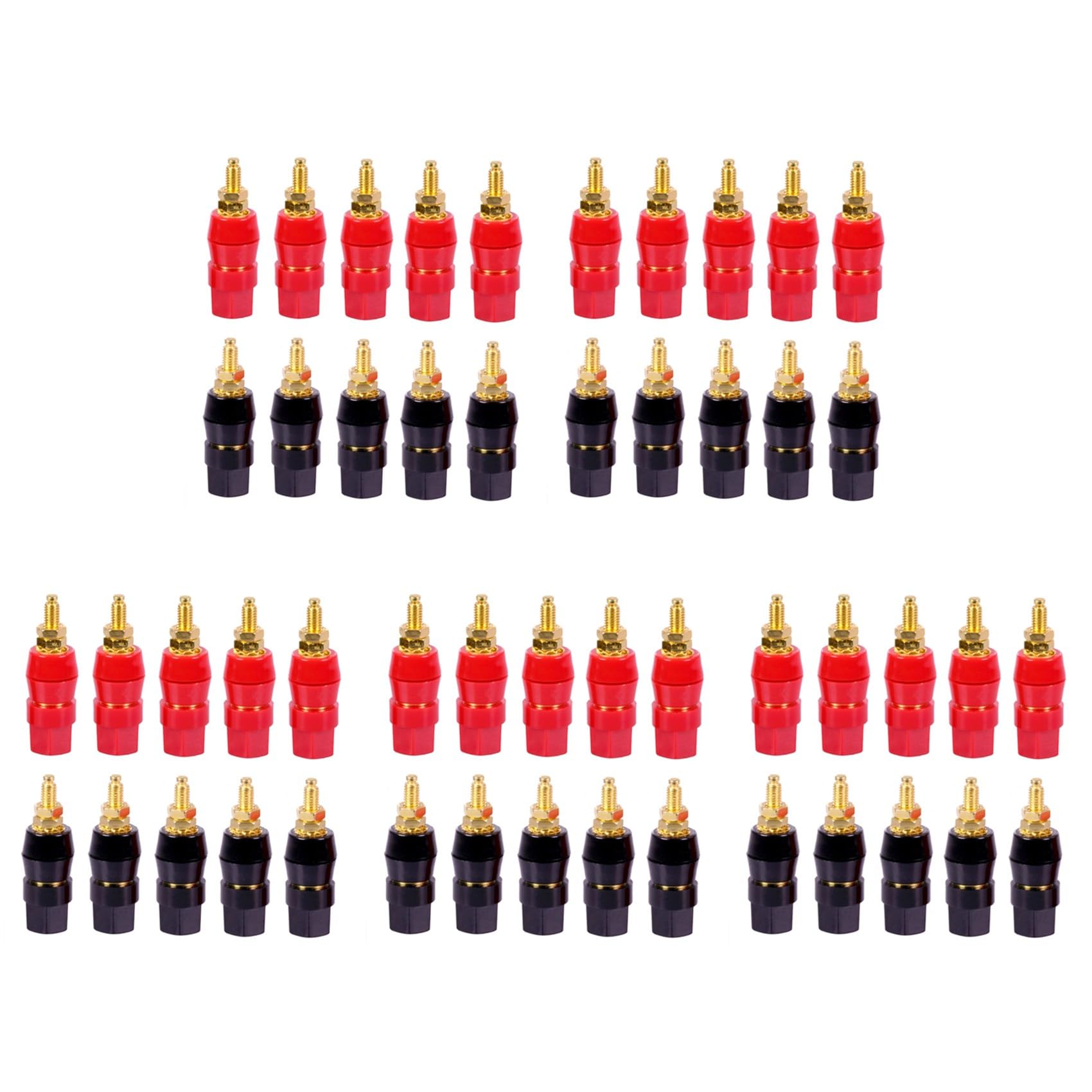 Fiche banane 4mm pour bornier haut-parleur et amplificateur lot de 50 pièces