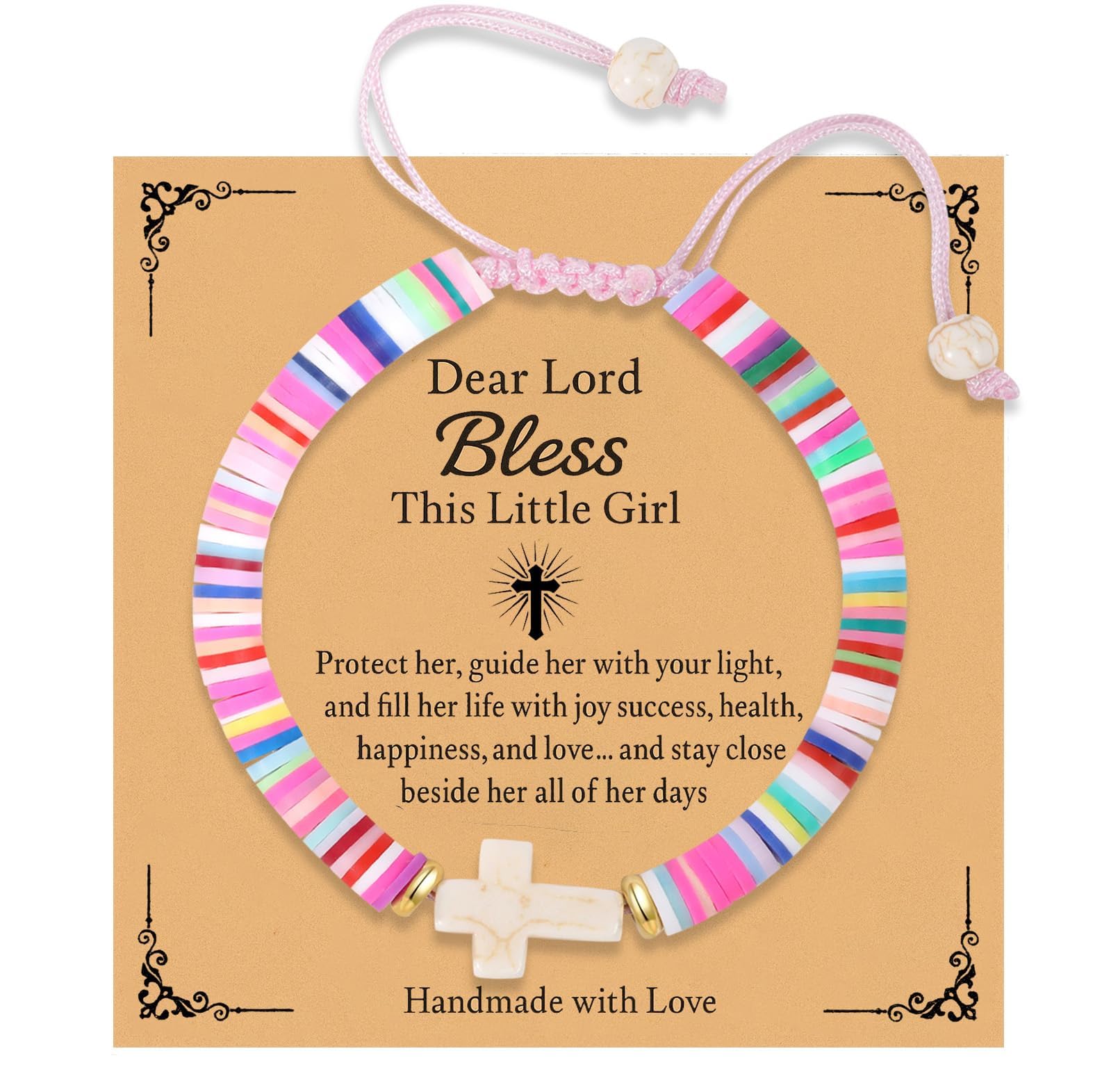 Bracelet avec Nom Et Croix Breloque Pour Fille, Baptême, First Communion Cadeau Bracelet avec Nom Et Croix Breloque Pour Fille, Baptême, First Communion Cadeau