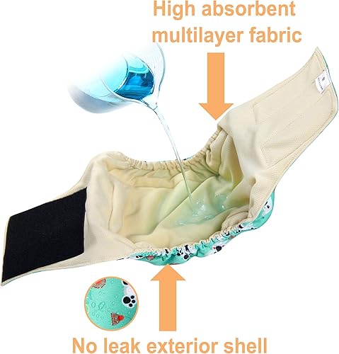 Miniatura 6 de Langsprit Bandas para el vientre masculino para perros (paquete de 3) Envolturas para perros de alta absorción lavables Pañales reutilizables para